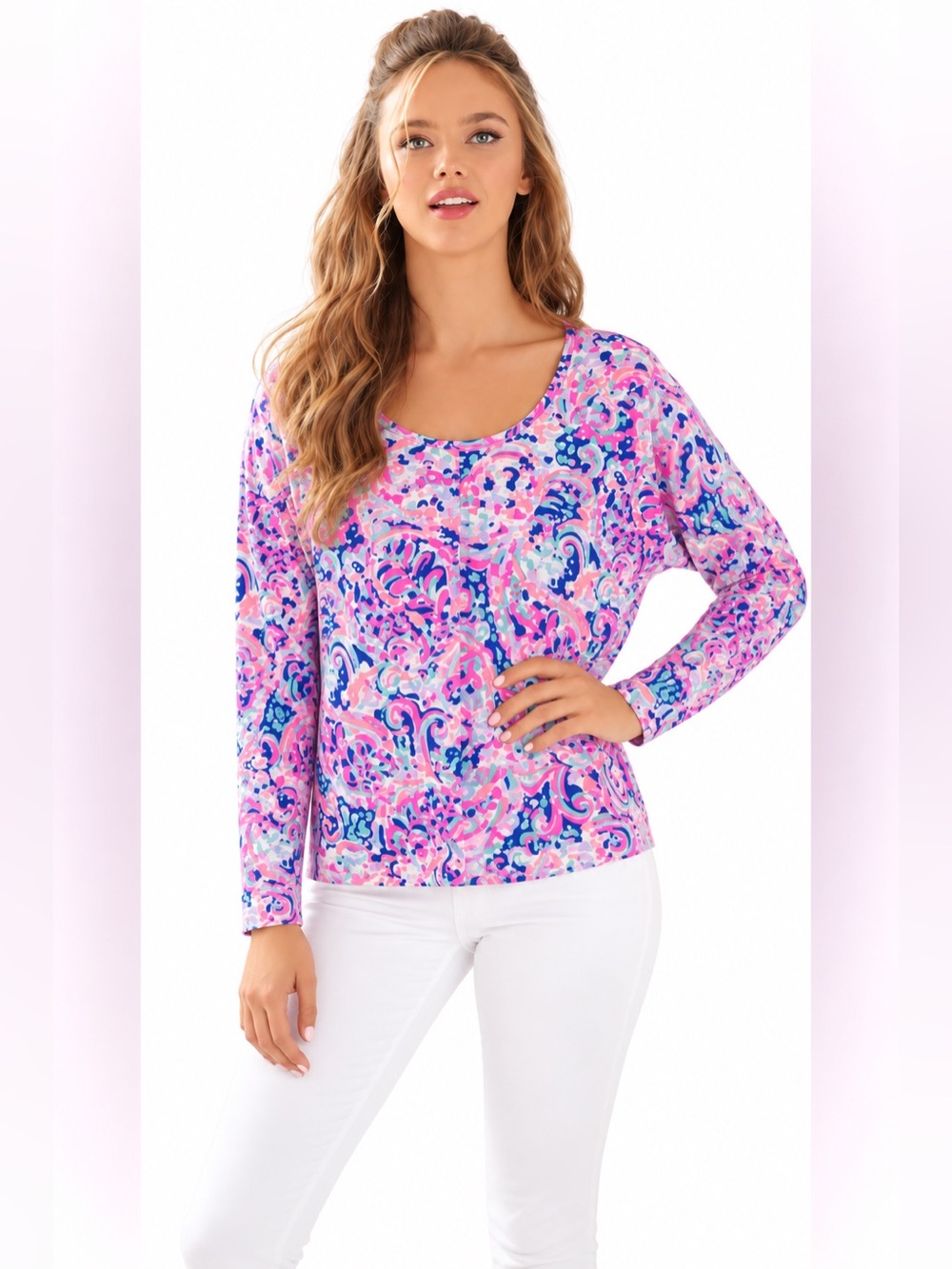 Lilly Pulitzer Dolman Sleeve Top Colorful XS 801